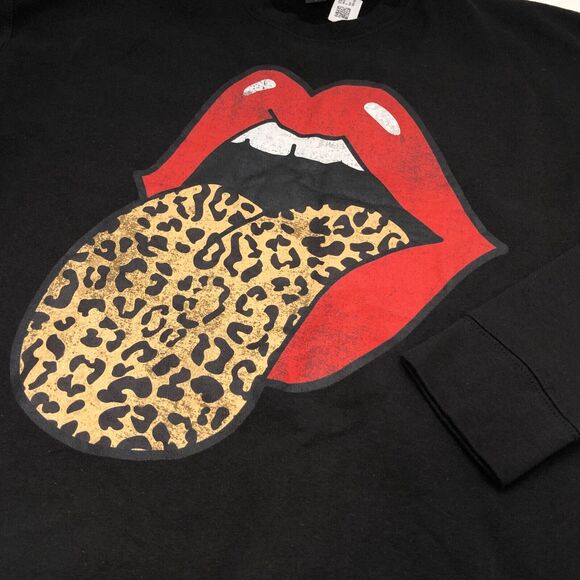 NEW Tultex Sweatshirt Red Lips Leopard Tongue Crewneck Unisex Medium Mens Womens - Picture 3 of 5